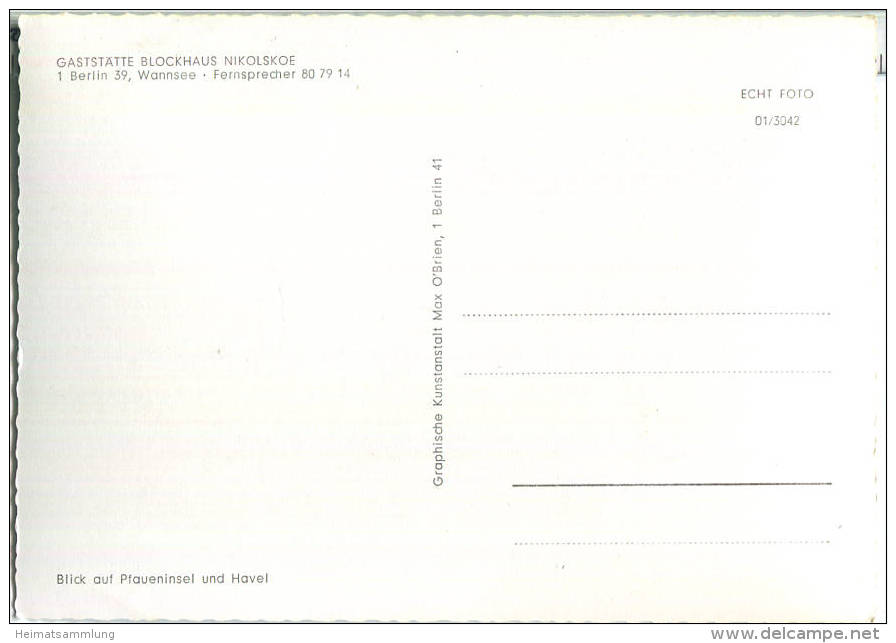 Berlin - Gaststätte Blockhaus Nikolskoe - Foto-Ansichtskarte - Wannsee
