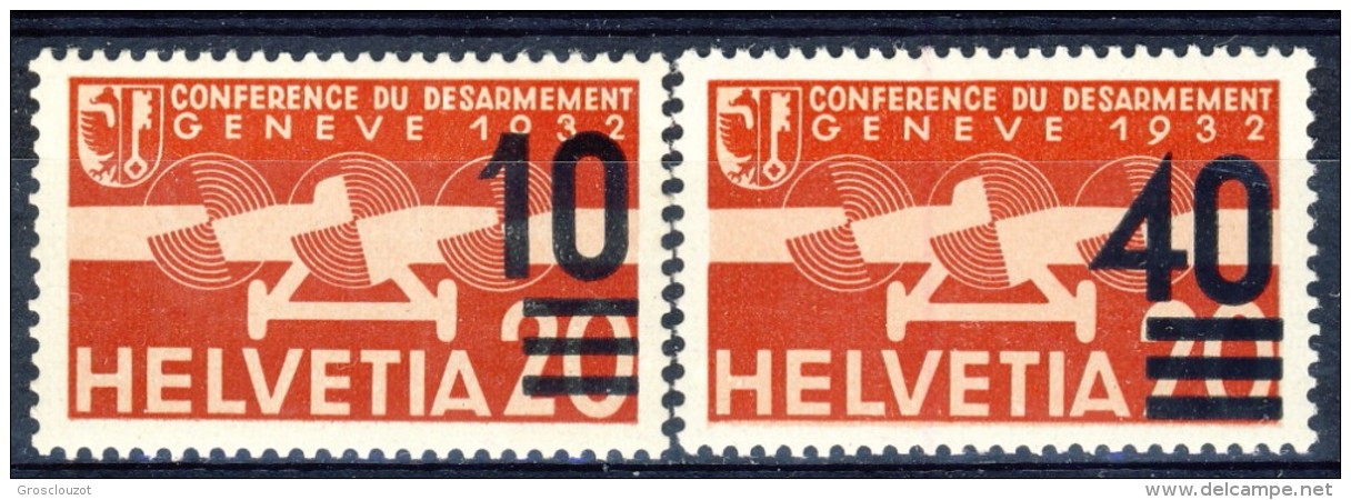 SVIZZERA PA 1935  N. A21 C. 10 Su 20 Rosso E A23 C. 40 Su 20 Rosso MNH Catalogo &euro; 34 - Neufs
