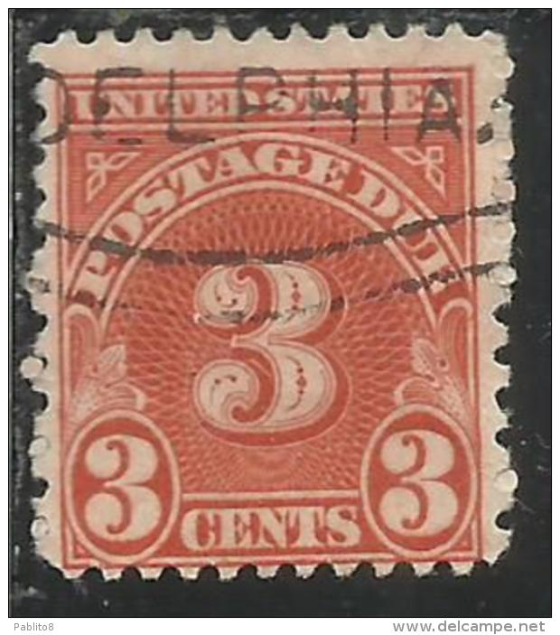 UNITED STATES STATI UNITI USA 1930 POSTAGE DUE SEGNATASSE TASSE CENT. 3 3c USATO USED OBLITERE´ - Postage Due