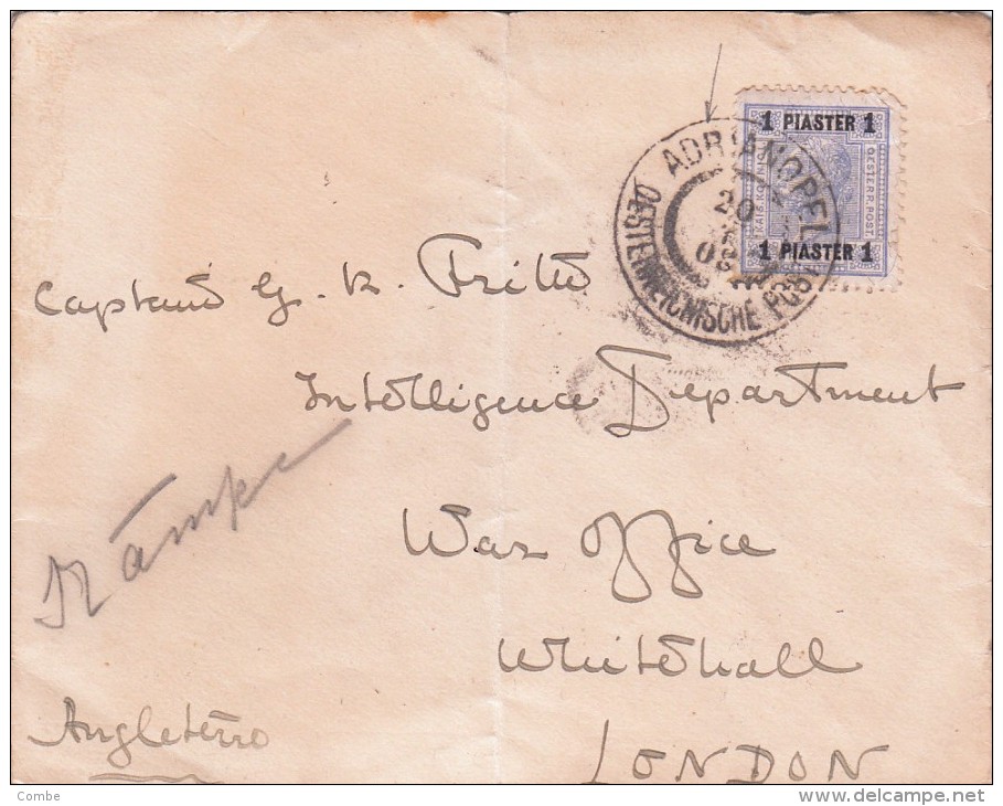 1908 COVER ADRIANOPEL TO LONDON ENGLAND / 5632 - Levante-Marken