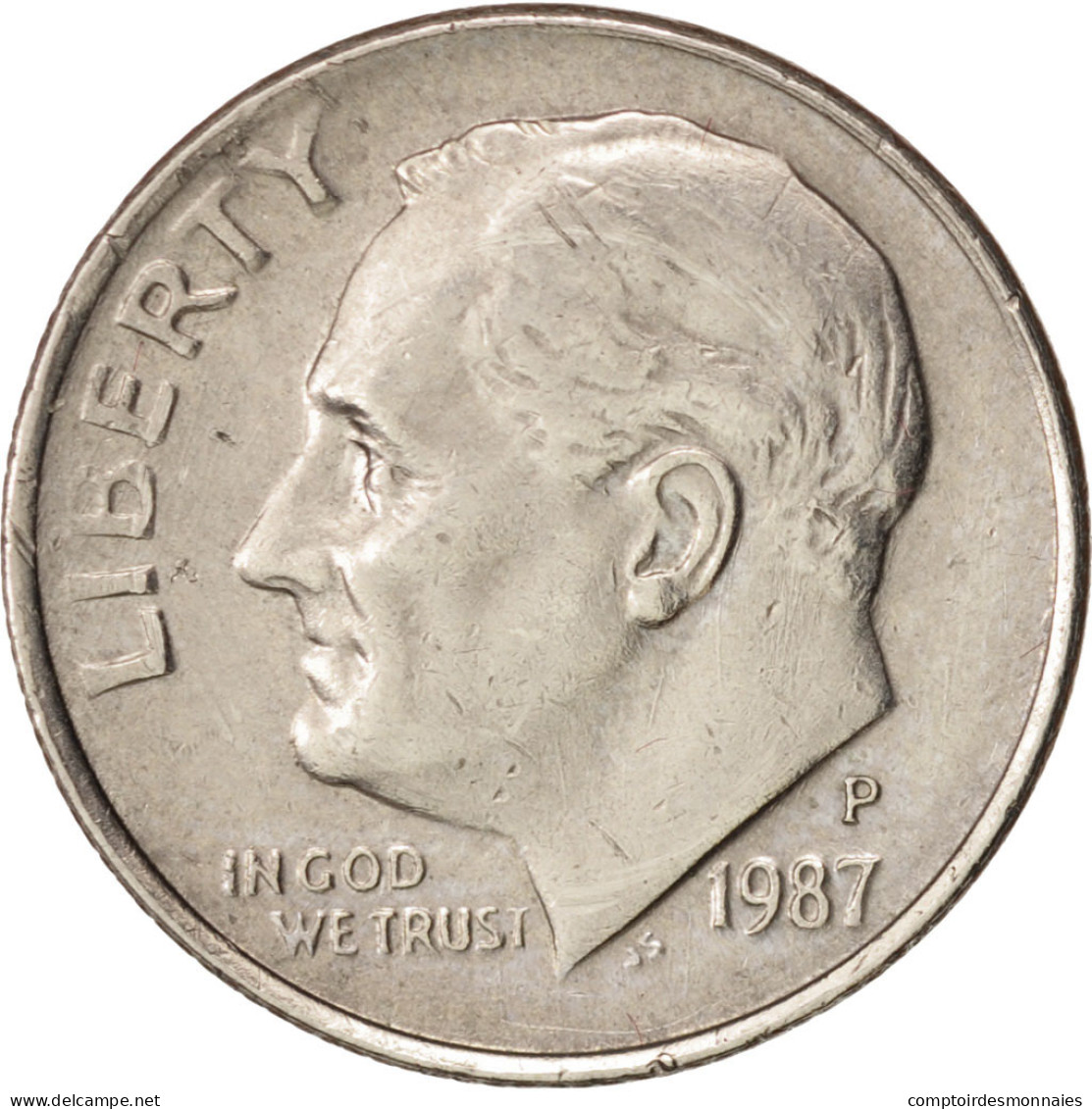 Monnaie, États-Unis, Roosevelt Dime, Dime, 1987, U.S. Mint, Philadelphie, TTB+ - 1946-...: Roosevelt