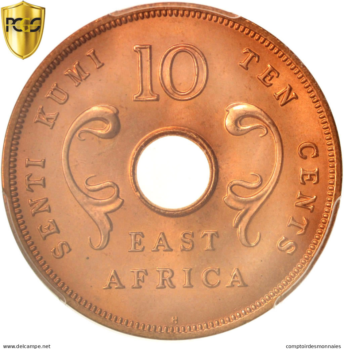 Monnaie, EAST AFRICA, 10 Cents, 1964, Heaton, PCGS, MS66RD, FDC, Bronze, KM:40 - East Africa & Uganda Protectorates