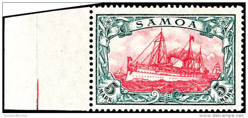 5 Mark Kaiseryacht, Kriegsdruck 1919, 25 : 17 Zähnungslöcher, Tadellos Postfrisch, Unsigniert, Fotobefund... - Samoa