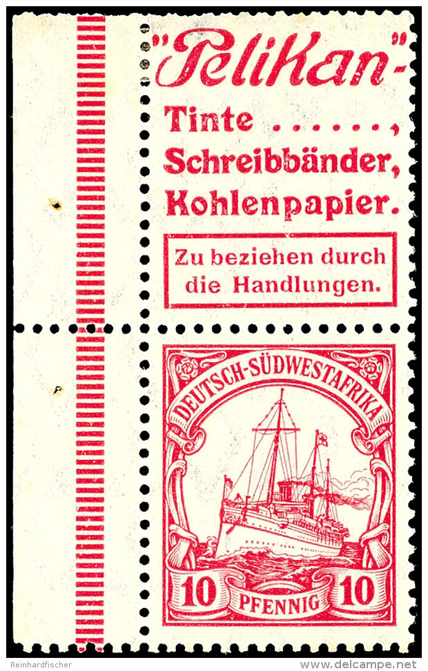 R9 + 10, Senkrechter Zusammendruck, Ungebraucht, Vom Linken Rand, Mi. 450,-, Katalog: S10 *R9 10, Vertical... - Sud-Ouest Africain Allemand