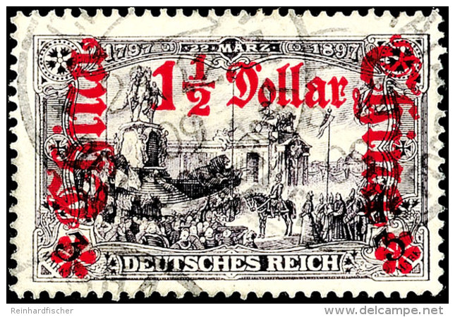 1 1/2 Dollar Auf 3 Mark Deutsches Reich, A-Zähnung, Tadellos Gestempelt, Fotobefund Dr. Hartung:... - Chine (bureaux)