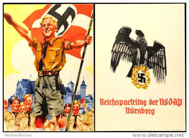 1935, Schmucktelegramm  C187 Lx12 Hitler Jugend, Innen Mit Text Und Zusatzblatt Vom Reichsparteitag-Parteitag Der... - Autres & Non Classés