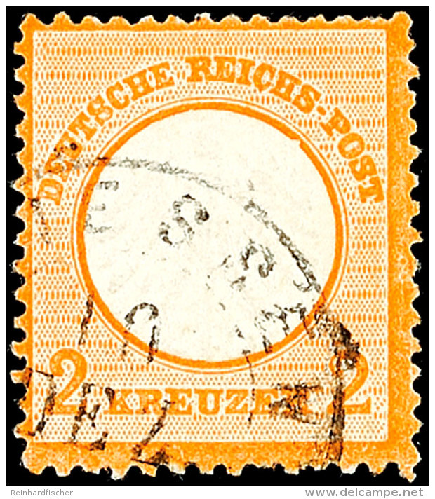 2 Kr. Orange Mit Seltenem Und Markantem Plattenfehler "Kerbe In Innenkreis Unter P In Post" (Feld 114) Gestempelt.... - Autres & Non Classés