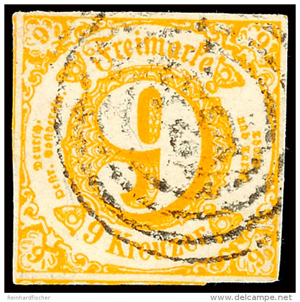 9 Kr. Orangegelb, Voll- Bis überrandig, 4-Ring "134" (Mainz), Kabinett, Gepr. Sem BPP, Mi. 90,-, Katalog: 23I... - Autres & Non Classés