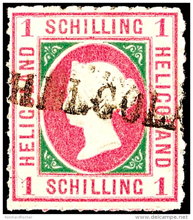 1 Schilling Rosakarmin/dunkelgrün, Allseits Tadellos Durchstochenes Und Farbfrisches Kabinettstück, Klar... - Héligoland