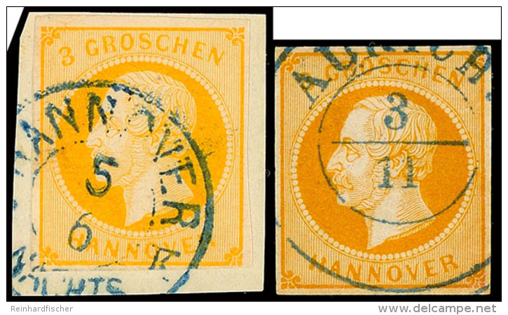 3 Gr. In A-Farbe Tadellos Auf Briefstück, Sowie B-Farbe Tadellos Gestempelt, Mi. 205.-, Katalog: 16a+b... - Hanovre