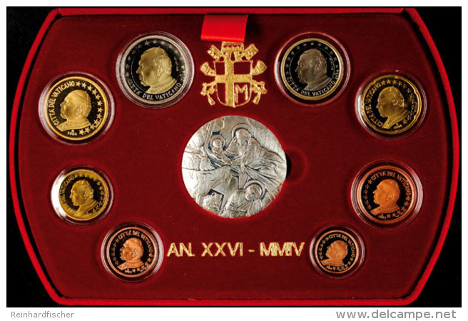 1 Cent Bis 2 Euro, 2004, KMS, Johannes Paul II., Weihnachten Von Giotto, Mit Zertifikat In Ausgabeschatulle Und... - Vatican