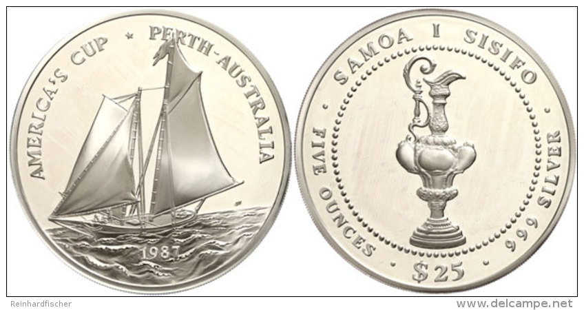 25 Tala, 1987, America's Cup, In Originalschatulle, KM 67, PP  PP25 Tala, 1987, Americas Cup, In Original... - Samoa