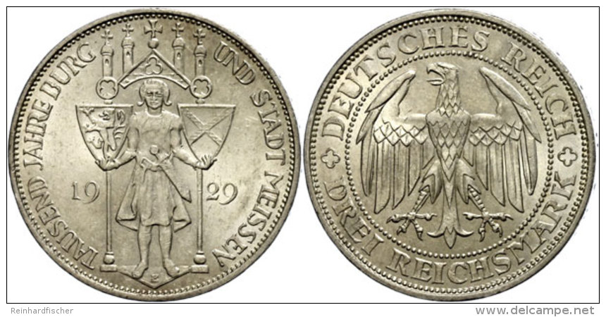 3 Reichsmark, 1929, Meissen, Vz-st., Katalog: J. 338 Vz-st3 Reichmark, 1929, Meissen, Extremly Fine To... - Autres & Non Classés