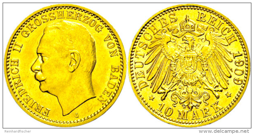 10 Mark, 1909, Friedrich II., Vz., Katalog: J. 191 Vz10 Mark, 1909, Frederic II., Extremley Fine, Catalogue: J.... - Autres & Non Classés