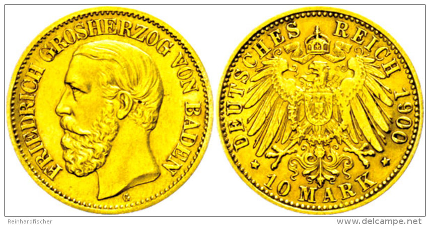 10 Mark, 1900, Friedrich I., Kl. Rf., Ss., Katalog: J. 188 Ss10 Mark, 1900, Frederic I., Small Edge Nick, Very... - Autres & Non Classés