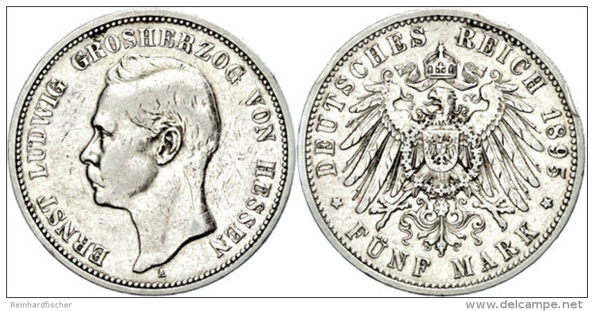 5 Mark, 1895, Ernst Ludwig, Randfehler, Ss., Katalog: J. 73 Ss5 Mark, 1895, Ernst Ludwig, Margin Fault, Very... - Autres & Non Classés