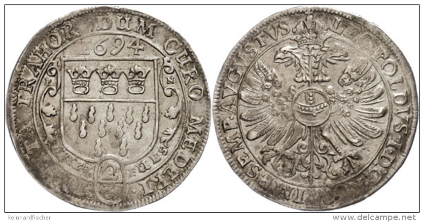 2/3 Taler (Gulden), 1694, Mit Titel Leopolds I., Noss 540a, Ss.  Ss2 / 3 Thaler (Guilder), 1694, With Title... - Autres & Non Classés