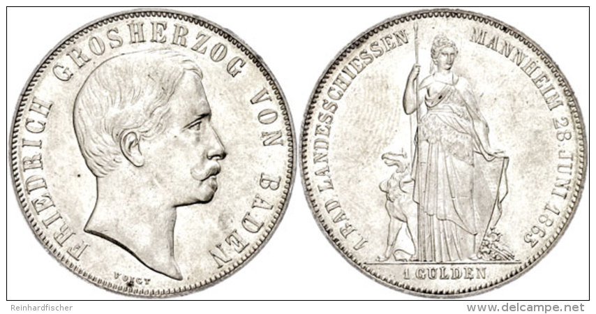 Gulden, 1863, Friedrich I., Auf Das 1. Badische Landesschießen In Mannheim, AKS 136, J. 78, Kl. Rf., Vz. ... - Autres & Non Classés