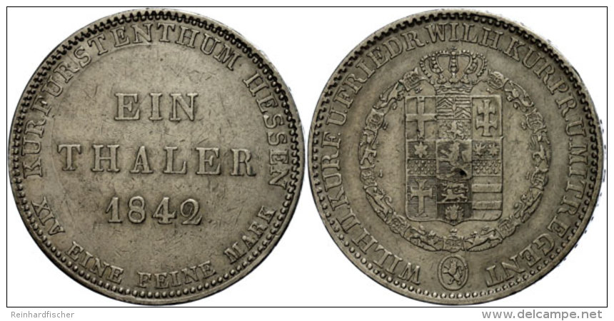 Taler, 1842, Wilhelm II., AKS 46, J. 32, Randfehler, Ss.  SsThaler, 1842, Wilhelm II., Picture Postcards 46, J.... - Autres & Non Classés