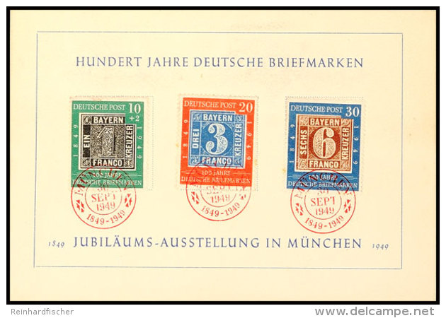 10 Pfg Bis 30 Pfg Tag Der Briefmarke 1949 Auf Blanko-Karte Mit Rotem Sonderstempel "MÜNCHEN 30 SEPT 1949",... - Autres & Non Classés