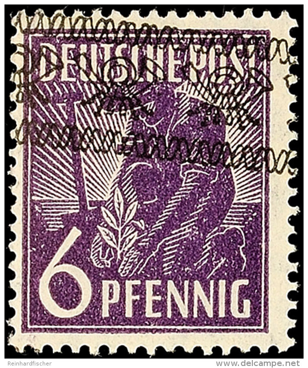 6 Pfg. Arbeiter Dunkelgrauviolett Mit Bandaufdruck, Postfrisch, Signiert Arge Kontrollrat, Mi. 200.-, Katalog: 37Id... - Autres & Non Classés