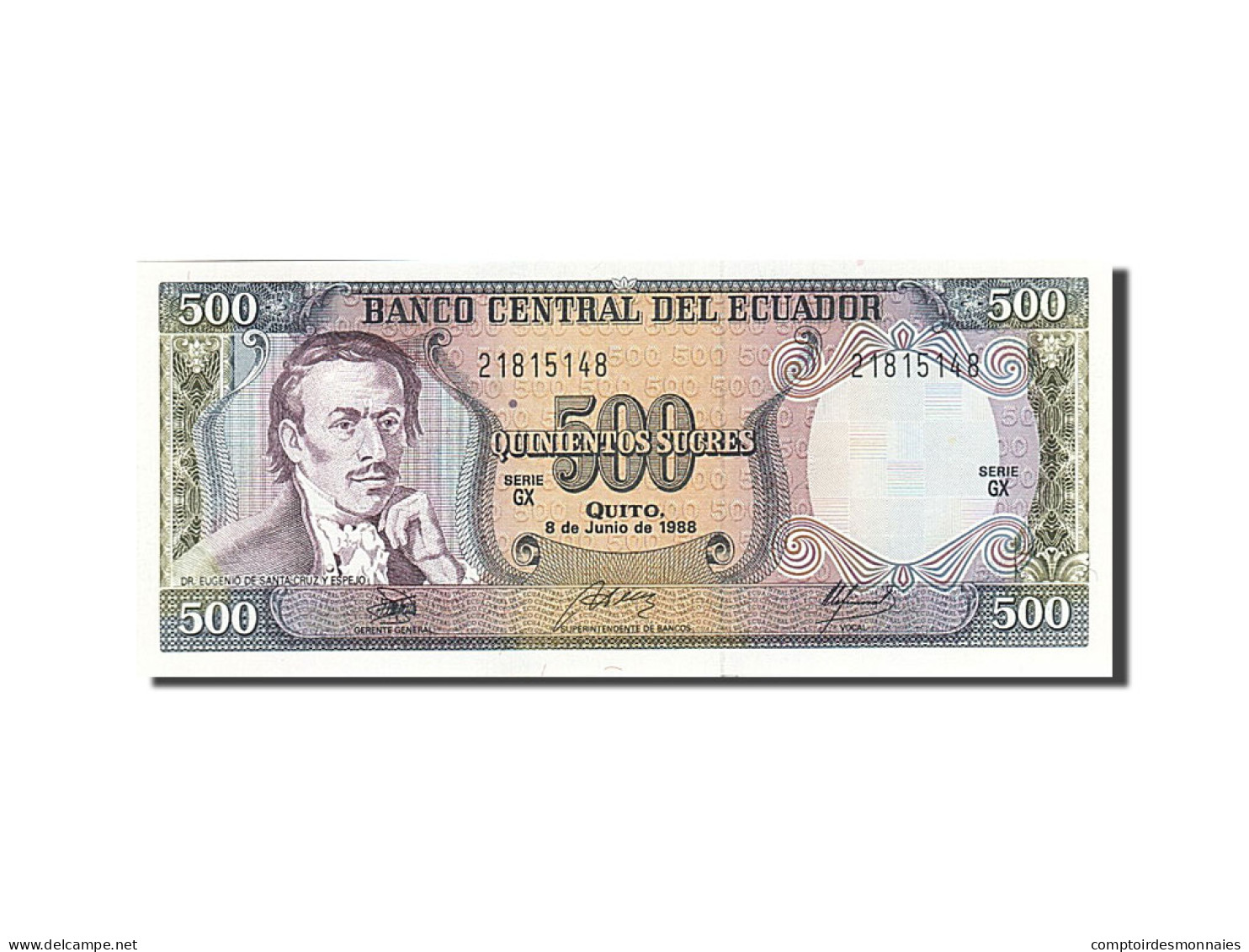 Billet, Équateur, 500 Sucres, 1984-1988, 1988-06-08, KM:124Aa, NEUF - Ecuador