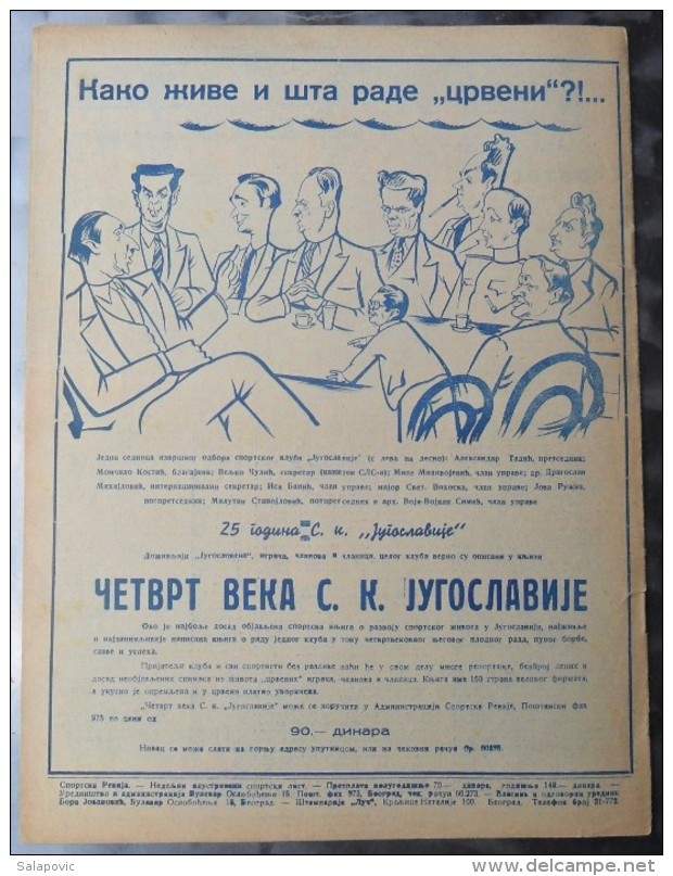 SPORTSKA REVIJA BR.49, 1941, KRALJEVINA JUGOSLAVIJA, NOGOMET, FOOTBALL - Boeken