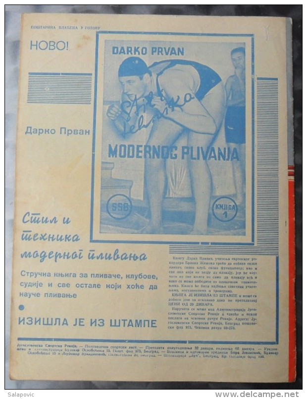 SPORTSKA REVIJA  BR. 30, 1940  KRALJEVINA JUGOSLAVIJA, NOGOMET, FOOTBALL - Libros
