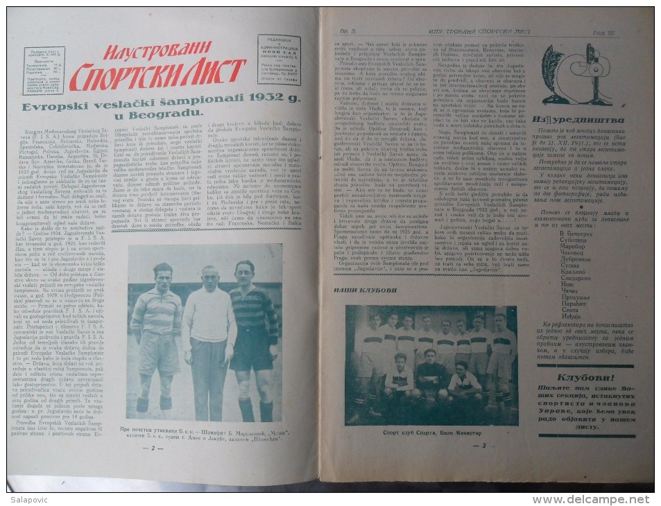 ILUSTROVANI SPORTSKI LIST, NOVI SAD  BR.3, 1932  KRALJEVINA JUGOSLAVIJA, NOGOMET, FOOTBALL - Libri