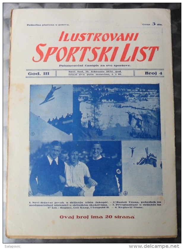 ILUSTROVANI SPORTSKI LIST, NOVI SAD  BR.4, 1932  KRALJEVINA JUGOSLAVIJA, NOGOMET, FOOTBALL - Libros