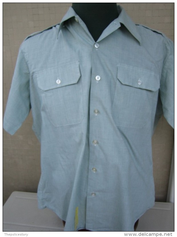 Camicia Verde-azzurrina Maniche Corte Originale Us Army Tg.16 1/2 - Uniforms