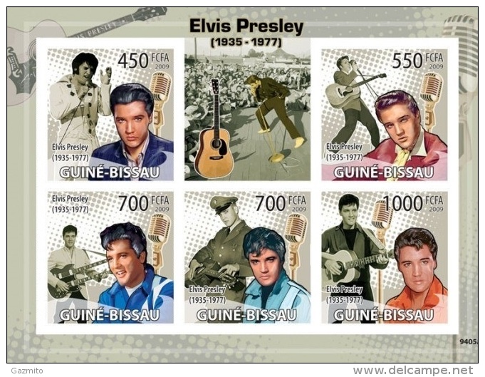 Guinea Bissau 2009, Elvis, 5val In BF IMPERFORATED - Elvis Presley