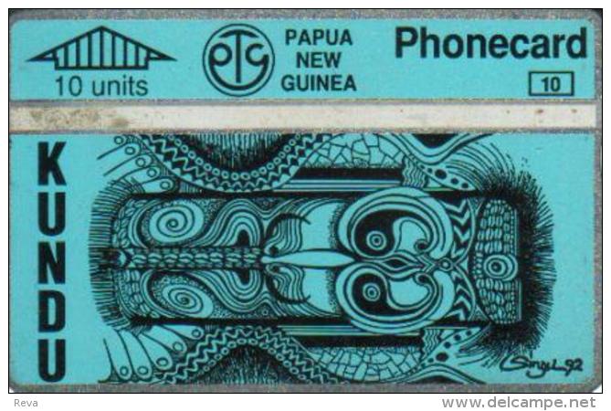 PAPUA NEW GUINEA 10 U NATIVE ART BLUY PNG-024a L & G CODE:306B CV.$10US READ DESCRIPTION !! - Papua-Neuguinea