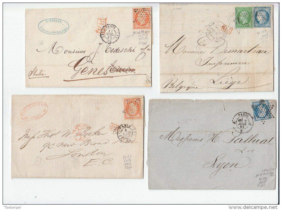 France Lot 30 Covers 1857 - 1876 Incl. Lyon Pour Alexandrie (timbre Detaché), Cardinal Lemoine, ASNA Commune (o229) - Collections