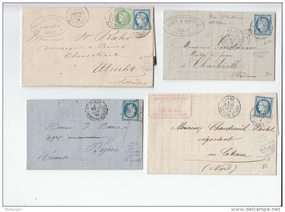 France Lot 30 Covers 1857 - 1876 Incl. Lyon Pour Alexandrie (timbre Detaché), Cardinal Lemoine, ASNA Commune (o229) - Collections