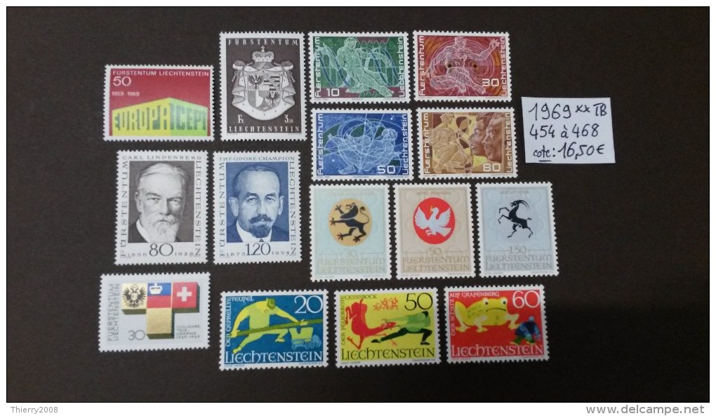 Liechtenstein Année Complète 1969 N° 454 à 468  Neuf **  TB - Full Years