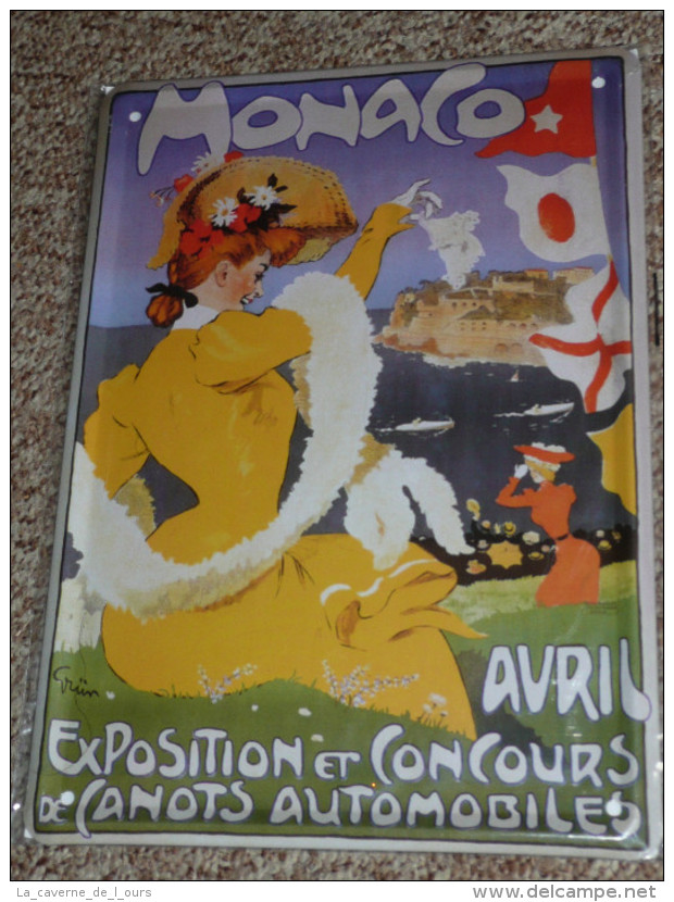 Réedition De Plaque Ancienne Touristique, Pub., Tôle Polychrome, "MONACO, Exposition Et Concours De Canots Automobile" - Tin Signs (vanaf 1961)