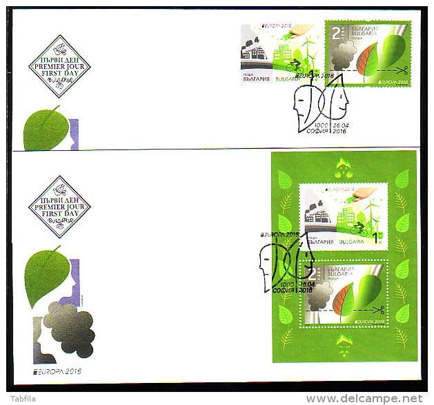 BULGARIA / BULGARIE / BULGARIEN - 2016 - Europa-CEPT - "Pensar En Verde" - Ecologie - 2 FDC - 2016