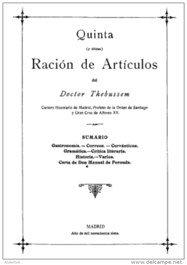 EBook: "Quinta Ración De Artículos" Del Dr. Thebussem - Autres & Non Classés