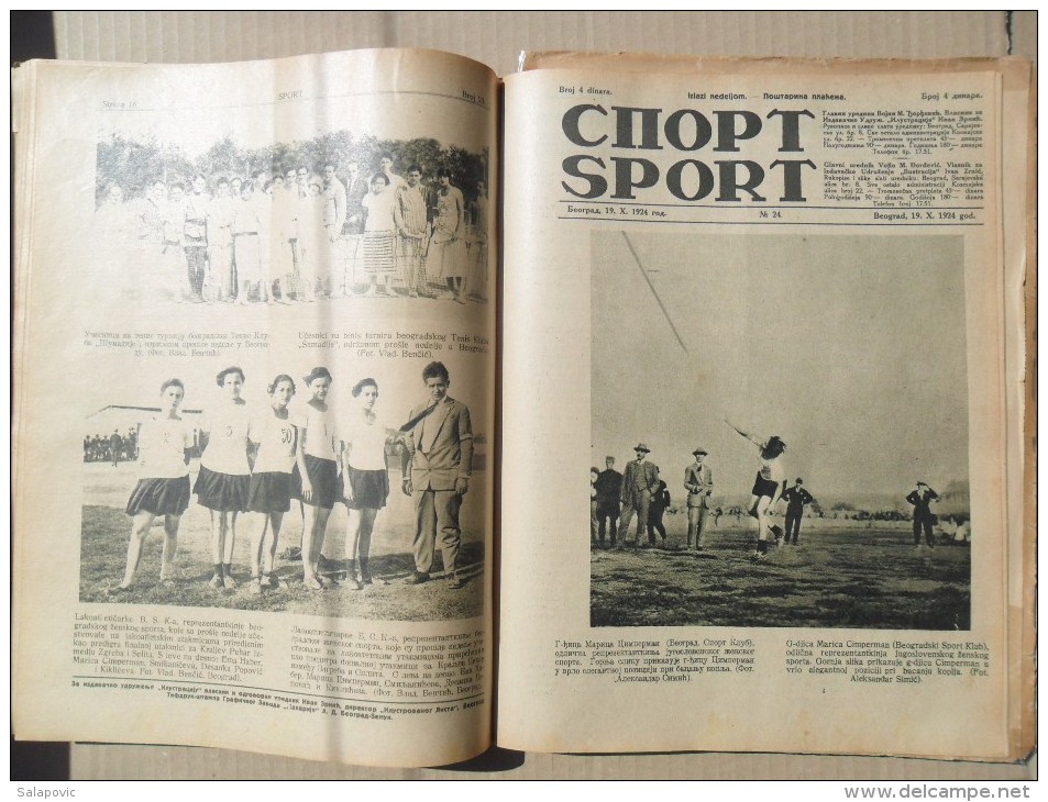 SPORT, BEOGRAD 1924/25 SPORTSKE NOVINE KRALJEVINA SHS UVEZANO 40 BROJEVA, SPORTS NEWS KINGDOM SHS bound 40 NUMBERS