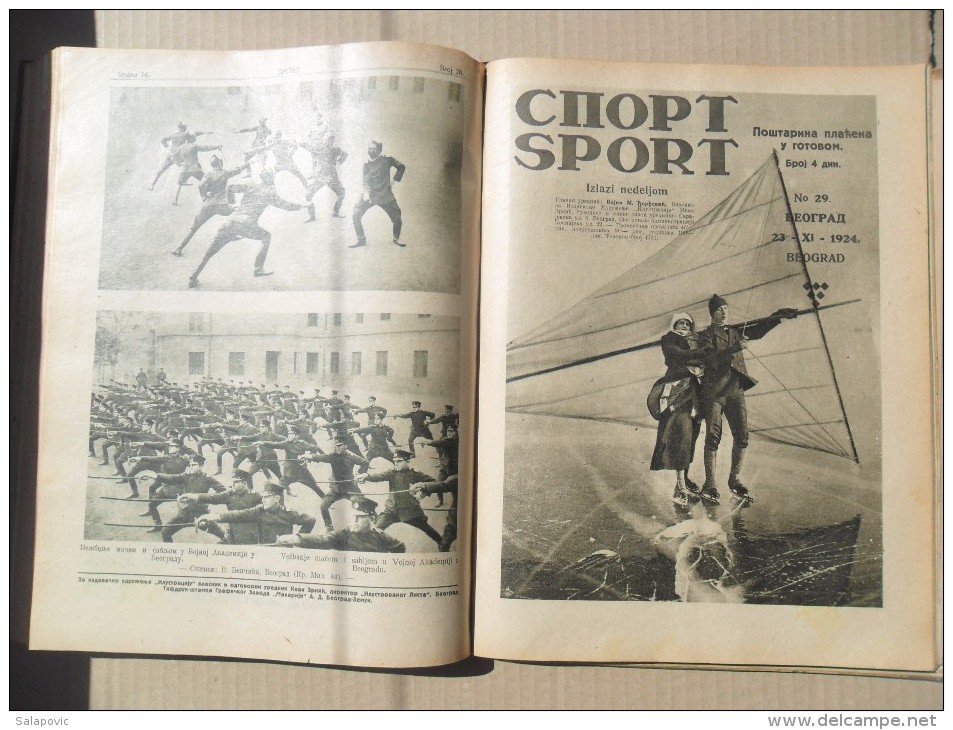 SPORT, BEOGRAD 1924/25 SPORTSKE NOVINE KRALJEVINA SHS UVEZANO 40 BROJEVA, SPORTS NEWS KINGDOM SHS bound 40 NUMBERS