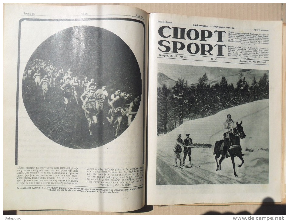 SPORT, BEOGRAD 1924/25 SPORTSKE NOVINE KRALJEVINA SHS UVEZANO 40 BROJEVA, SPORTS NEWS KINGDOM SHS bound 40 NUMBERS