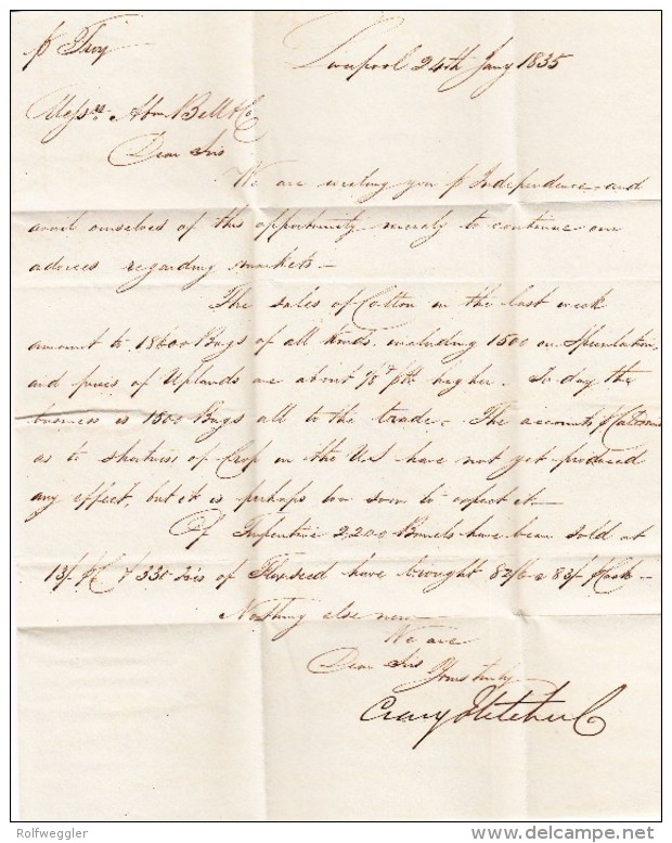 GB Liverpool 24.1.1835 Vorphila Brief Nach New-York - ...-1840 Precursori