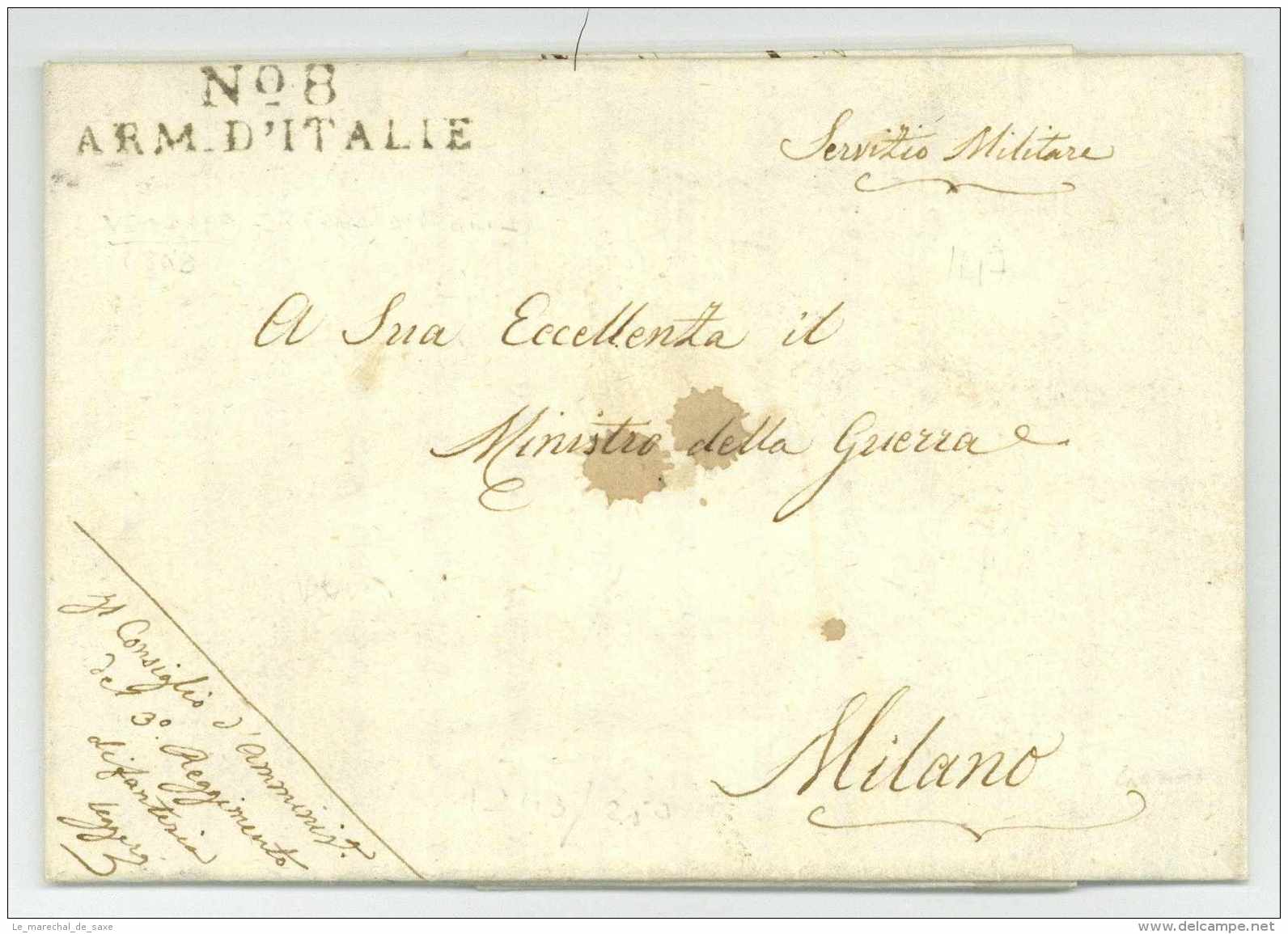 No. 8 ARM. D'ITALIE - Venezia / Venise 1809 - Armée D'Italie - Army Postmarks (before 1900)