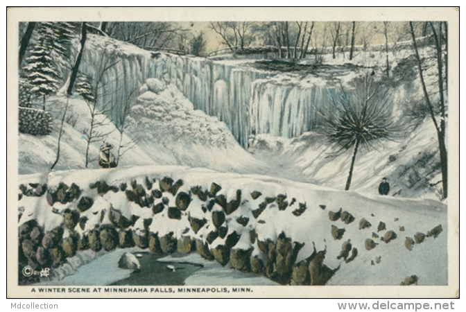 US MINNEAPOLIS / A Winter Scene At Minnehaha Falls / CARTE COULEUR - Minneapolis