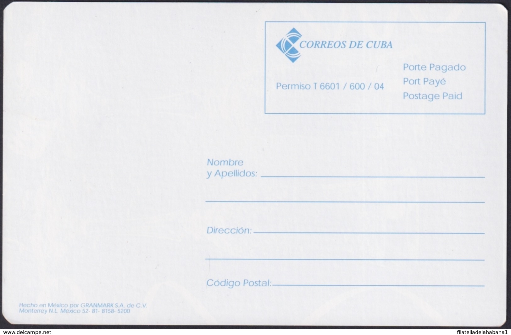 2004-EP-15 CUBA. POSTAL STATIONERY. 2004. UNCATALOGUED. DIA ENAMORADOS. SAN VALENTIN DAY UNUSED. CHAMPAN CUP. - Briefe U. Dokumente