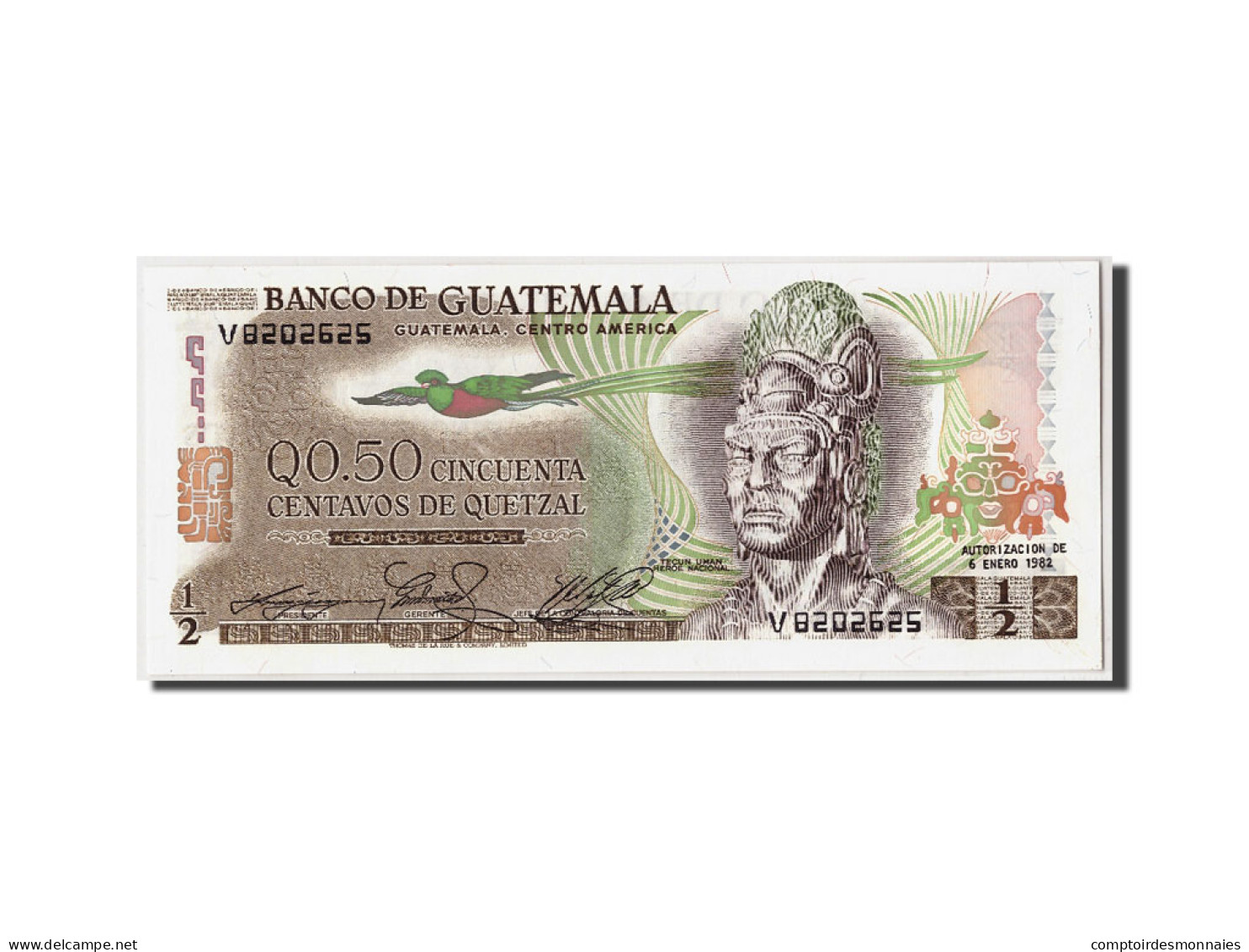 Billet, Guatemala, 1/2 Quetzal, 1982, 1982-01-06, KM:58c, NEUF - Guatemala