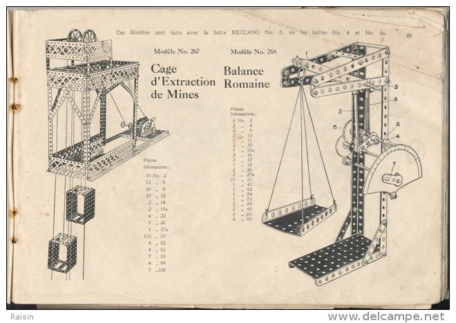 notice de montage des boîtes n°1, n°2, n°3, n°4, n°5, n°6 des années 1920