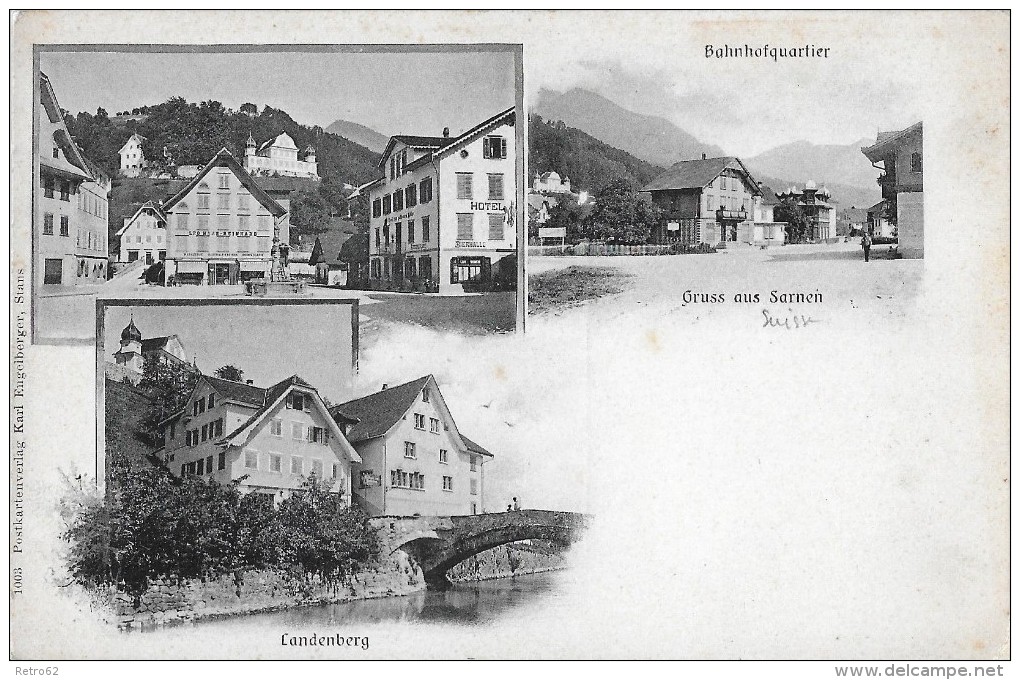 GRUSS AUS SARNEN &#8594; Mehrbildkarte, Bahnhofquartier, Dorfplatz Und Landenberg - Sarnen