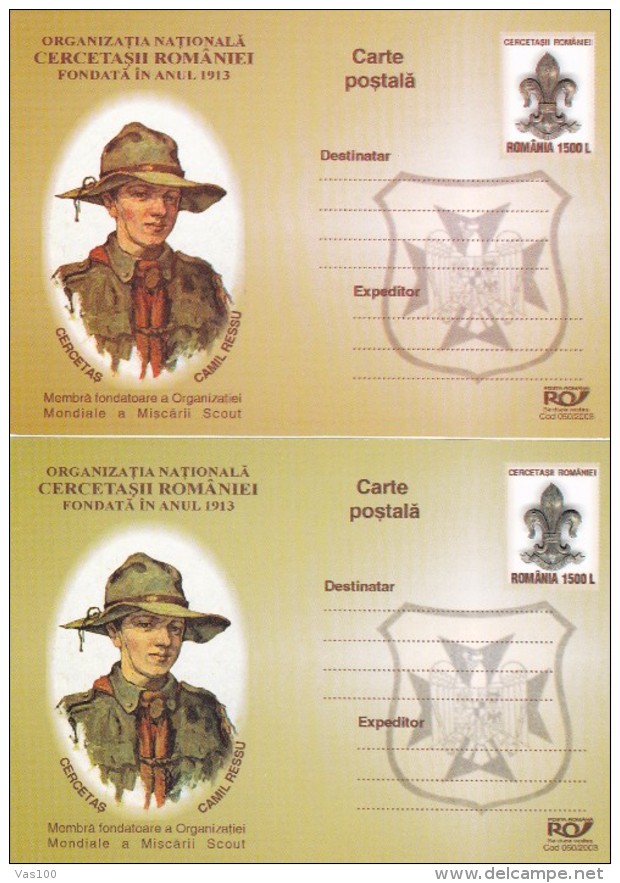 SCOUT,SCOUTING,,2003 POSTCARDS STATIONERY ERROR,DIFFERENT COLOR,ROMANIA. - Errors, Freaks & Oddities (EFO)